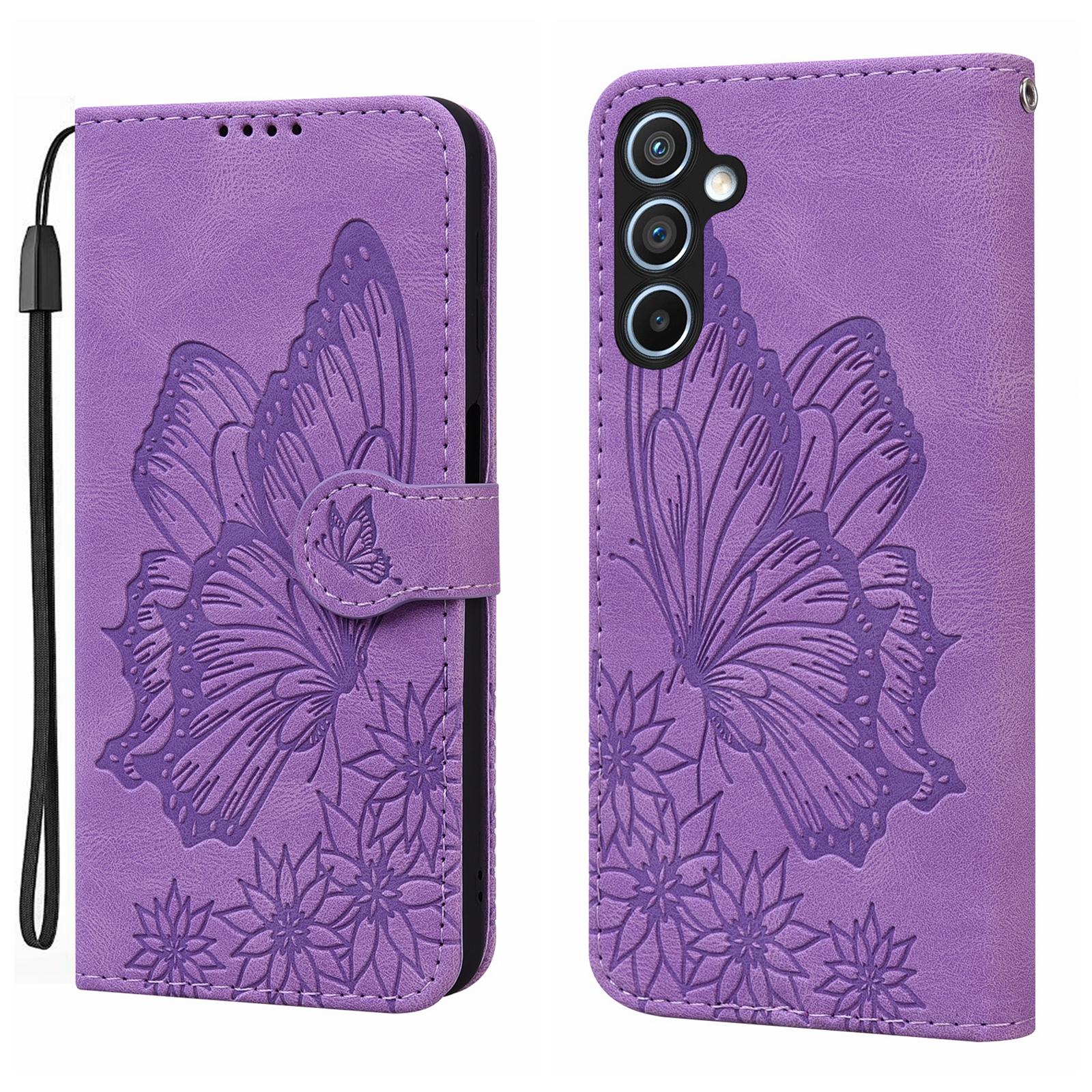 BoekCover Etui Hoes voor Samsung Galaxy A36 - A56  -  Paars  -  Vlinder  - Reliëf