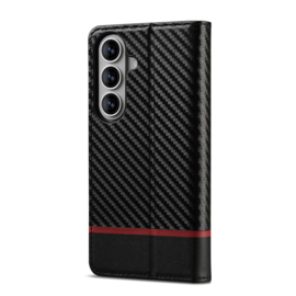 Luxe BoekCover Hoes Etui voor Samsung Galaxy A37 - A36 - A56 -   Zwart   -  Rood  -  Carbon - V1