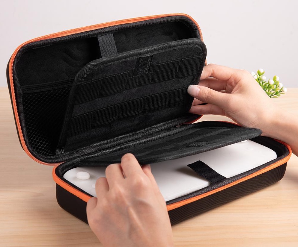 Luxe Aero-case Etui Hoes Cover voor Nintendo Switch 2  -   Zwart-Oranje
