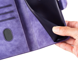 BoekCover Hoes Etui voor Samsung Galaxy A56 - A36  -  Kat en Hart  - Paars  - Reliëf