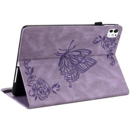 Luxe Bescherm-Etui Map voor iPad Pro 11 - 2024 -  Paars - Vlinder