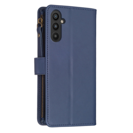 9 Pas - Portemonnee Etui Hoes voor Samsung Galaxy A34   -  Blauw