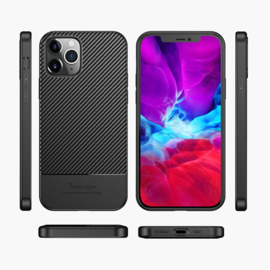 Luxe TPU Carbon  Bescherm-Hoes  voor iPhone 12 Mini    Blauw