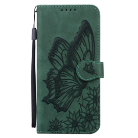 BoekCover Etui Hoes voor Samsung Galaxy S26 ULTRA  -  Groen   -  Vlinder  - Reliëf
