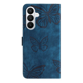 BoekCover Hoes Etui voor Samsung Galaxy A37 - A36 - A56 -  Blauw  -  Vlinders -  Reliëf