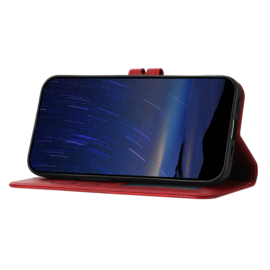 Luxe BookCover Hoes Etui voor Apple iPhone 16e   -  Cartoon Cats  -  Rood   - Reliëf