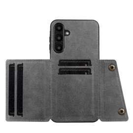 PU Bescherm-Hoes Cover met 4 Pas-vak voor Samsung Galaxy A57  - Grijs