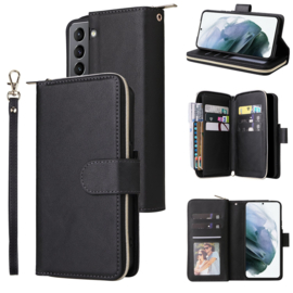 BookCover - 9 Cards - Wallet Etui Hoes voor Samsung S22   -  Zwart