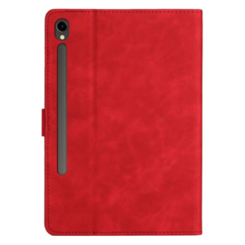 Luxe Bescherm-Etui Hoes Map voor Samsung Galaxy Tab S9 FE  -  10.9"  -    Palmboom  -  Rood