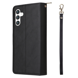 BookCover - 9 Cards - Wallet Etui Hoes voor Samsung Galaxy S24  - 5G   -  Zwart