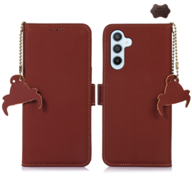 Lederen BoekCover Etui Hoes voor Samsung Galaxy A36  -  A56   -  Bruin