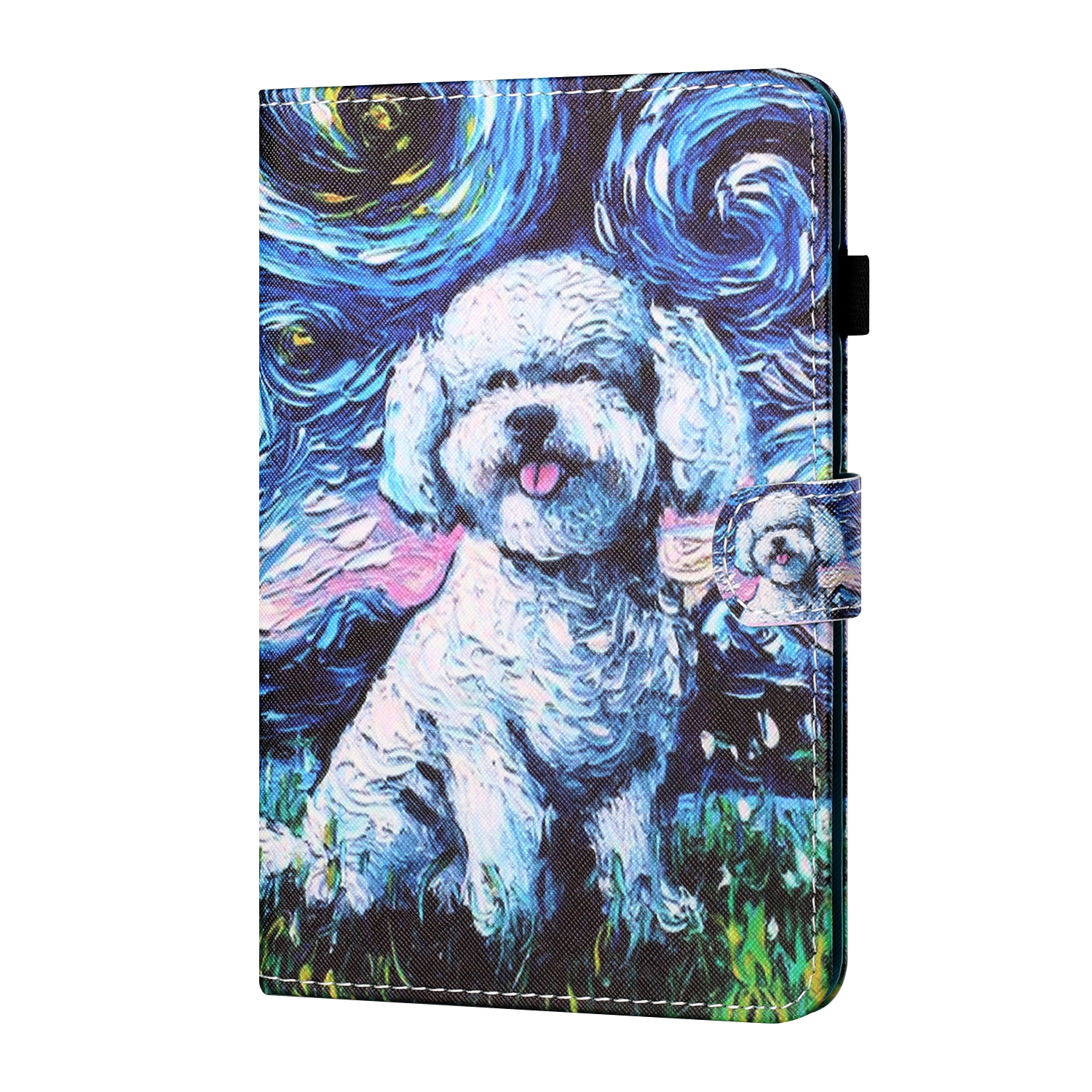 Bescherm-Etui Hoes Map voor Samsung Galaxy Tab A9 Plus - 11 -  Hondje - Schilderij-stijl