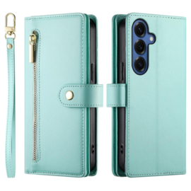 Luxe Portemonnee - Etui  Hoes Tas voor Samsung Galaxy S26   - Met Schouder - Draagkoord -  Turquoise