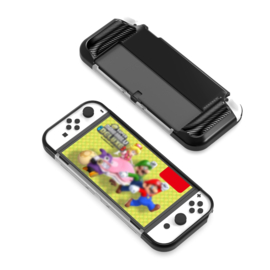Grip TPU Bescherm Cover Hoes voor Nintendo Switch  OLED - Zwart