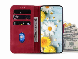 BoekCover Etui Hoes voor Samsung Galaxy S26  -  Rood   -  Lelie  - Reliëf