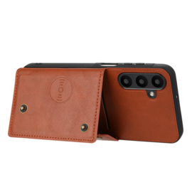 PU Bescherm-Hoes Cover met 4 Pas-vak voor Samsung Galaxy A57  - Bruin