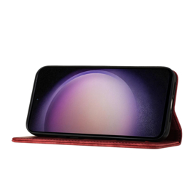 BookCover Etui Hoes voor Samsung Galaxy S24  - S25  -  Rood - Vlinders en Kat - Reliëf