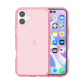 Transparant Hard-Cover Bescherm-Hoes + Screenprotector voor iPhone 16 - Roze