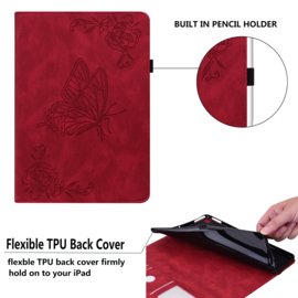 Vlinder - Bescherm-Etui Map voor iPad Pro 11   -  Rood