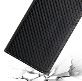 Luxe BookCover Hoes Etui voor iPhone 15    Zwart-Carbon