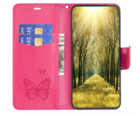PU BookCover Hoes Etui voor Samsung Galaxy S24 ULTRA   Roze   Vlinders