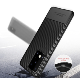 Samsung Galaxy S20 - Luxe Carbon TPU Hoes Skin - Zwart iPaky