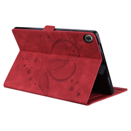 Luxe Bescherm-Etui Hoes Map voor Samsung Galaxy Tab A9 Plus  -  11"  -    Hart en Vlinder  - Rood