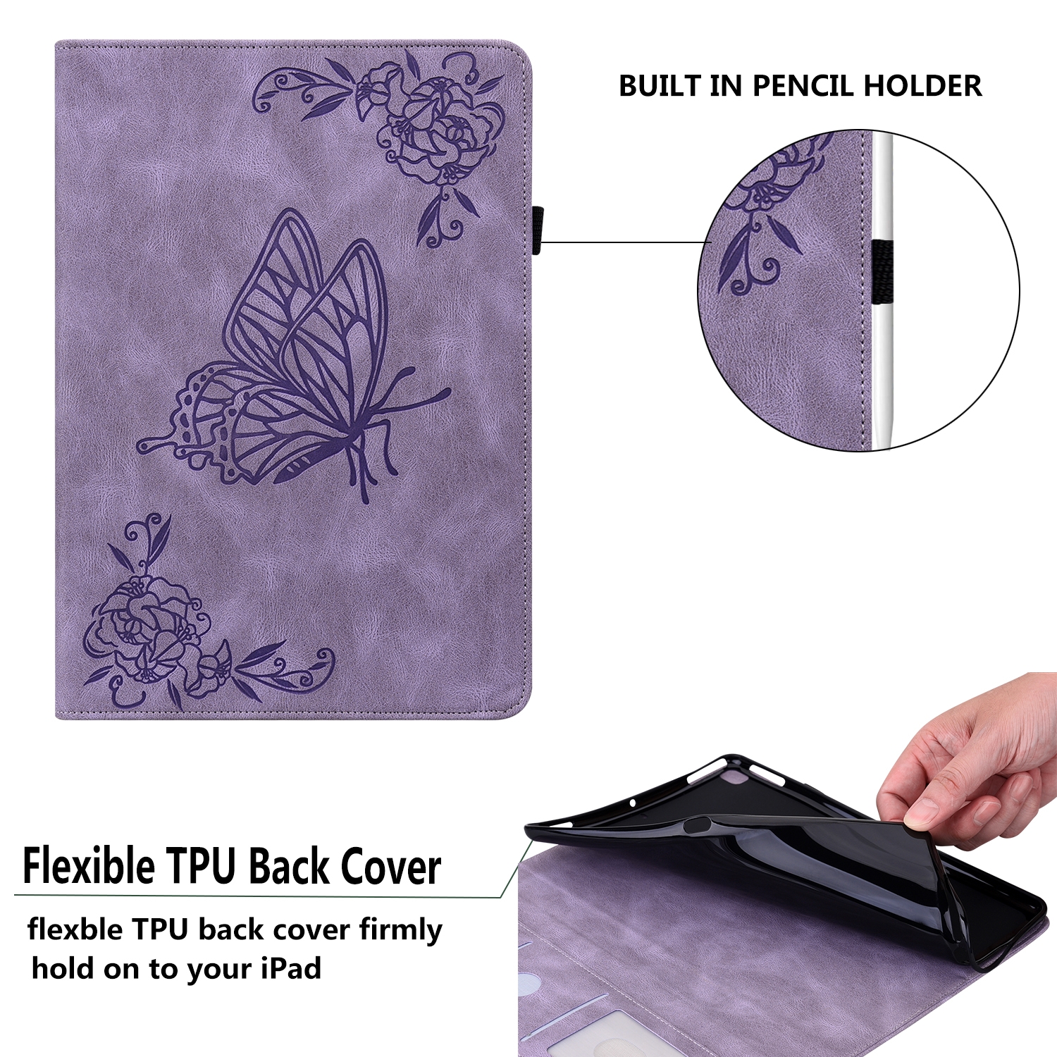 Bescherm-Etui Hoes Map voor Xiaomi Redmi Pad SE - 11  -  Vlinder -  Paars