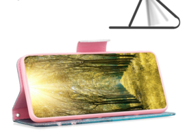 BookCover Hoes Etui voor Samsung Galaxy S24 - S25     -    Bloesem -   Groen / Roze