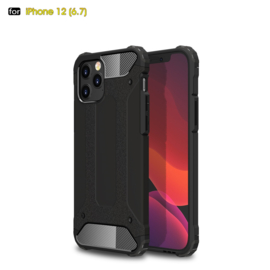 Sterke Armor-Case Bescherm-Cover Hoes voor iPhone 12 Pro Max -  Zwart