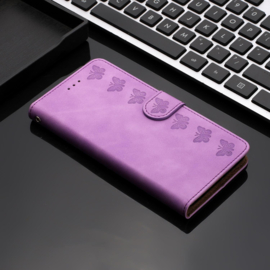 BookCover Hoes Etui voor Apple iPhone 17  -  Vlinders   -  Paars   -  Reliëf