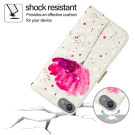 Bescherm-Etui Mapje Hoes voor iPod Touch   -  Wit  -  Roze Bloem