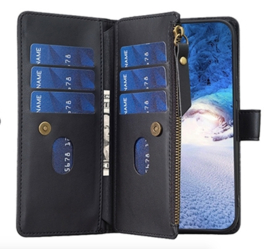 9 Pas - Portemonnee Etui Hoes voor Samsung Galaxy A24  -  A25  Zwart