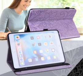 Bescherm-Etui Hoes Map voor Samsung Galaxy Tab A9 Plus - 11 -   Bloem Reliëf -  Paars