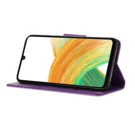 PU BookCover Hoes Etui voor Samsung Galaxy A24 - A25   Paars -  Vlinders