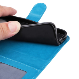 PU BoekCover Hoes Etui voor Samsung Galaxy A36 - A56   Turquoise  -  Bloem-Motief in Reliëf