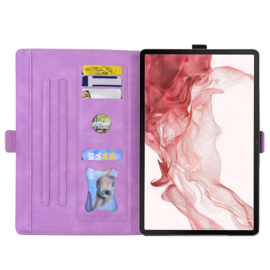 Luxe Bescherm-Etui Hoes Map voor Samsung Galaxy Tab S9 FE  -  S10 FE  -  10.9"  -    Hart en Vlinder  - Paars