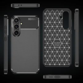 Carbon TPU Bescherm-Hoes Skin voor Samsung Galaxy S24 FE - Zwart