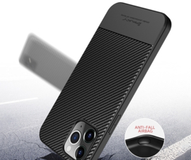 Luxe TPU Carbon  Bescherm-Hoes  voor iPhone 12 Mini    Blauw
