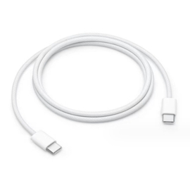 USB C  - USB C Oplader en Data Nylon-Kabel voor iPhone  Serie    100cm.  Wit