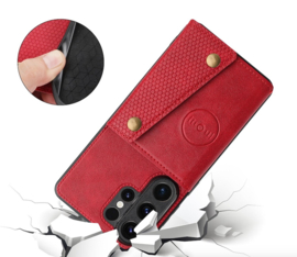 PU Bescherm-Hoes Cover met 4 Pas-vak voor Samsung Galaxy S26 ULTRA - Zwart