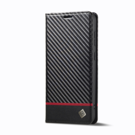Luxe BookCover Hoes Etui voor Samsung Galaxy S24 - S25  Zwart Rood Carbon - V2