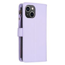 9 Pas - Portemonnee Etui Hoes voor iPhone 15    -    Lila