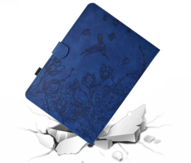 Luxe Bescherm-Etui Hoes Map voor Samsung Galaxy Tab A9 Plus  - 11    "Kolibrie"   Blauw