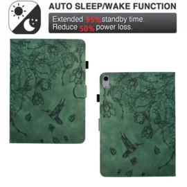 Bescherm-Etui Map Cover voor  Apple iPad 10 - 11 -  A16 - 10.9  -  Kolibrie  - Groen  - A2696