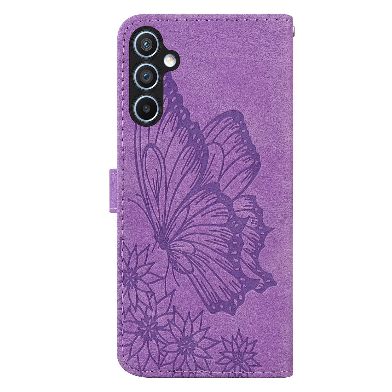 BoekCover Etui Hoes voor Samsung Galaxy A36 - A56  -  Paars  -  Vlinder  - Reliëf