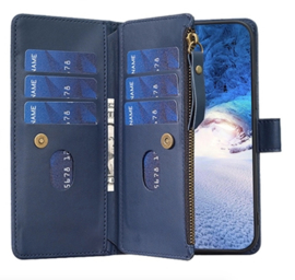9 Pas -  Portemonnee Etui Hoes voor Samsung Galaxy A55   -  Blauw