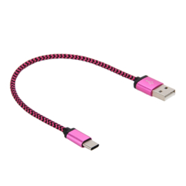 USB C - Oplader en Data Kabel voor Galaxy S24 Serie - 15cm - Roze/Zwart