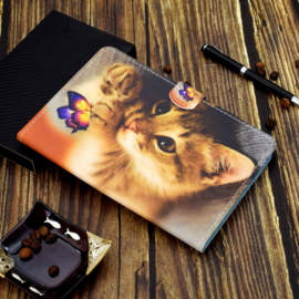 Bescherm-Etui Hoes Map voor Samsung Galaxy Tab A9 Plus - 11 -  Kitten - Vlinder