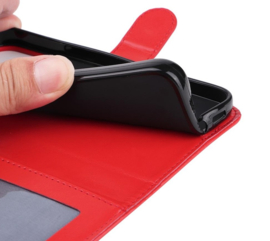 PU BoekCover Hoes Etui voor Samsung Galaxy A57   Rood   -  Bloem-Motief in Reliëf